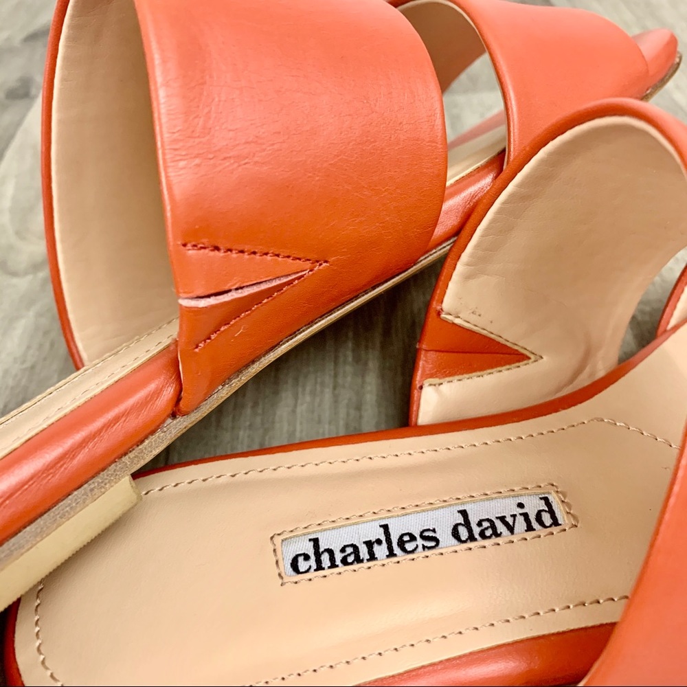 NWOT Charles Davids coral leather sandal.  Size 6M - Picture 7 of 8